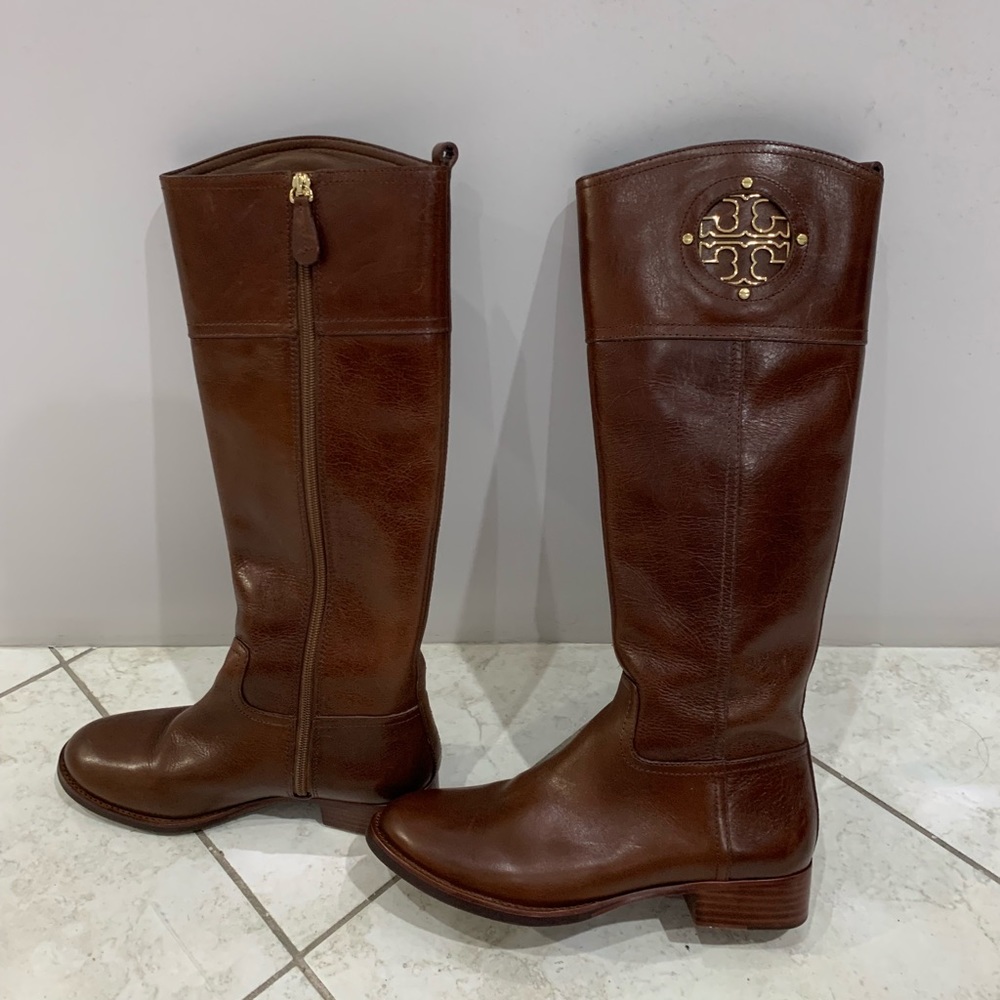 Tory Burch Kiernan Riding boots, 35mm, Almond,7